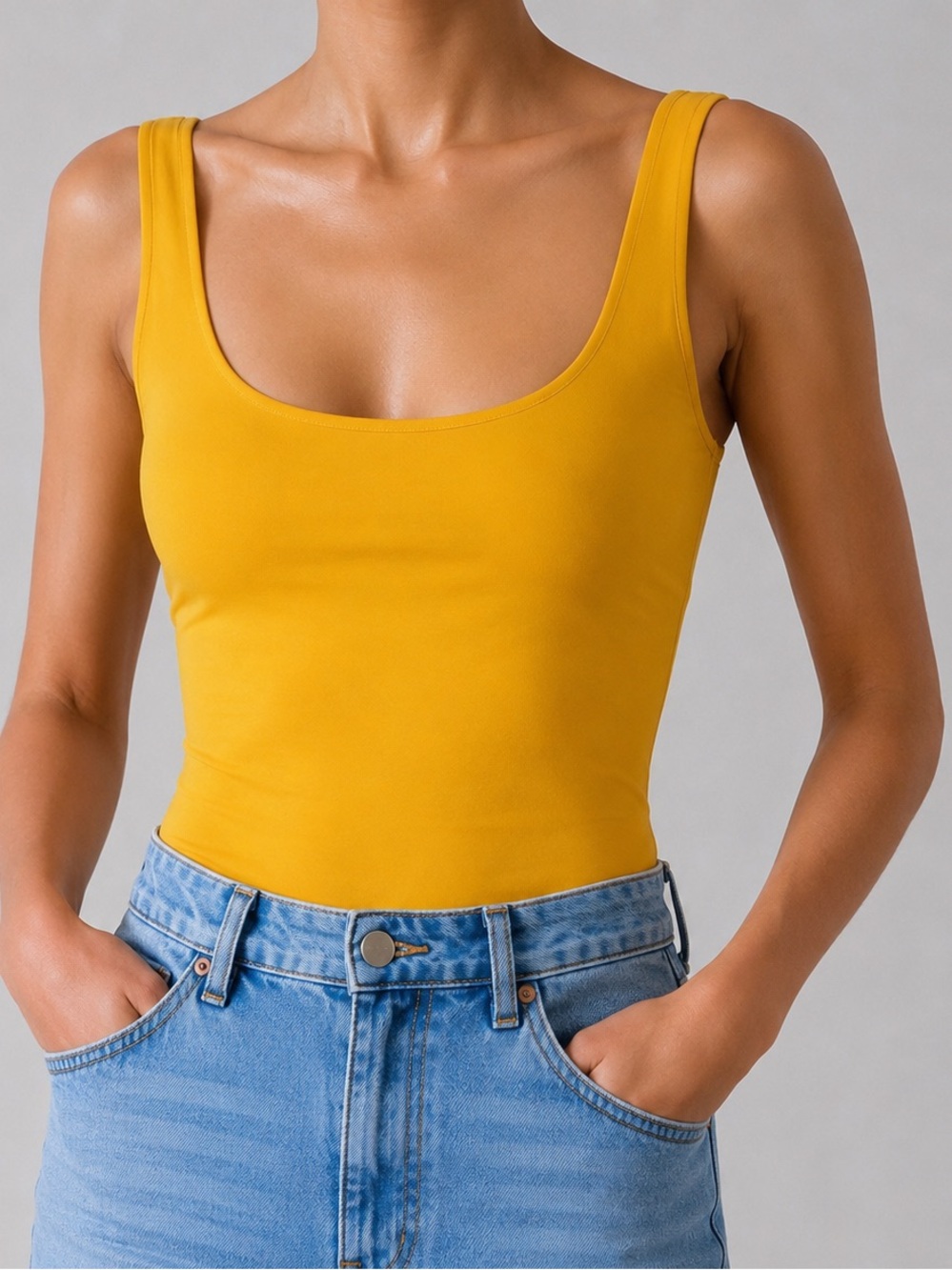 Zara Bright Yellow Scoop Tank